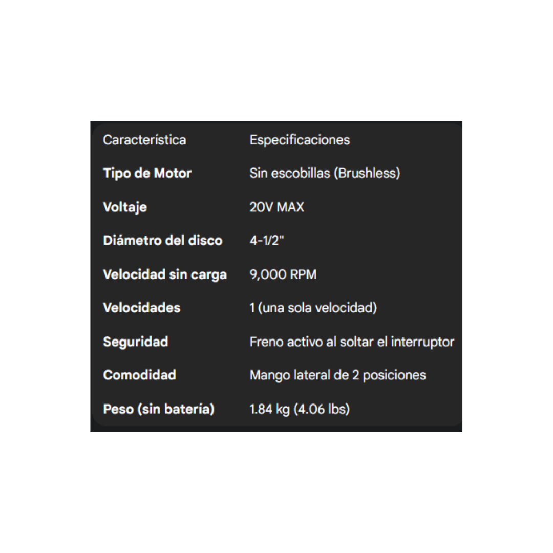 ESMERILADORA ANGULAR DCG413P2 INALAMBRICO DEWALT