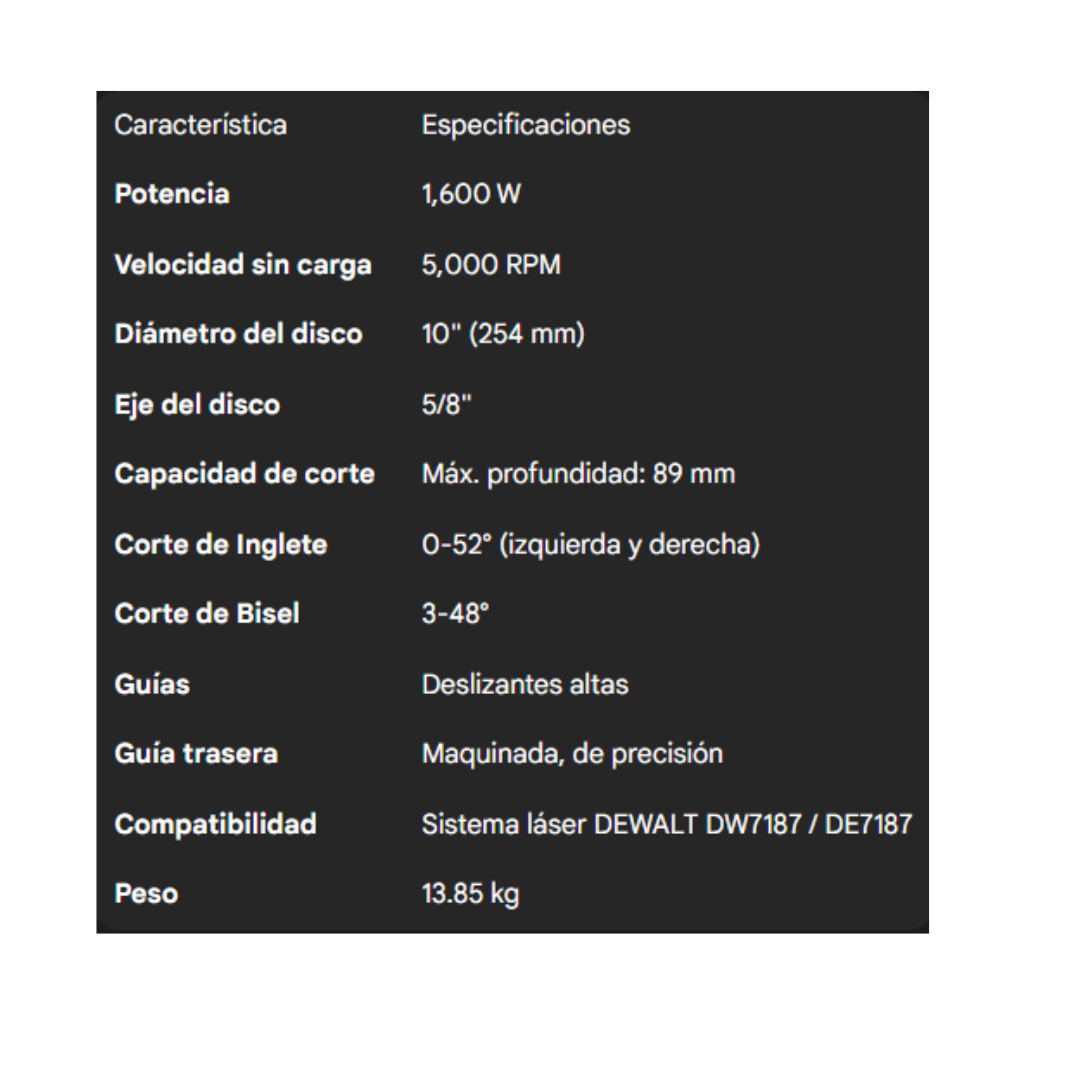 SIERRA DW714 INGLETADORA 10" DEWALT C/DISCO ALUMINIO