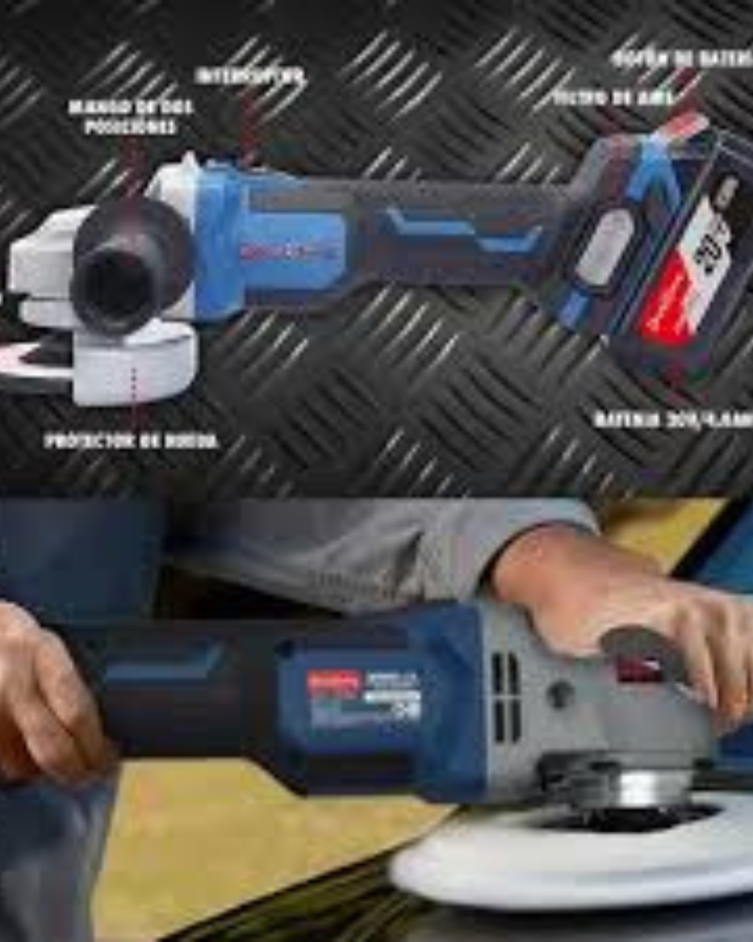 ESMERILADORA VARIABLE INALAMBRICA 20V MAX 4.0Ahx2 4-1/2" x 5/8"-11 4k, 6.5k, 9k RPM
