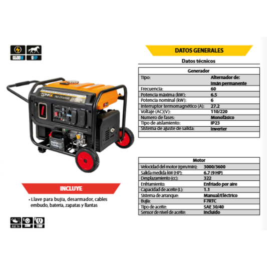 Generador Tonka Force TKA-GYS6500E (Inverter - 6500W)