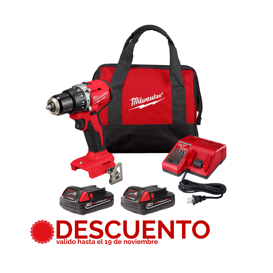 KIT DE TALADRO PERCUTOR/DESTORNILLADOR COMPACTO SIN ESCOBILLAS M18 DE 1/2" 3602-22CT