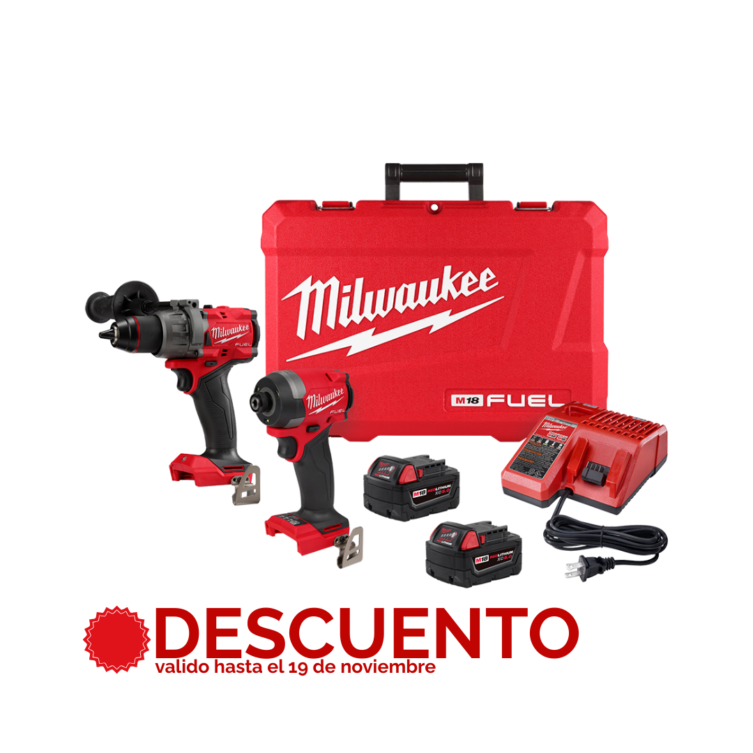 COMBO TALADRO 1/2 Y DESTORNILLADOR DE IMPACTO HEXAGONAL 1/4 M18 FUEL MILWAUKEE 3697-22