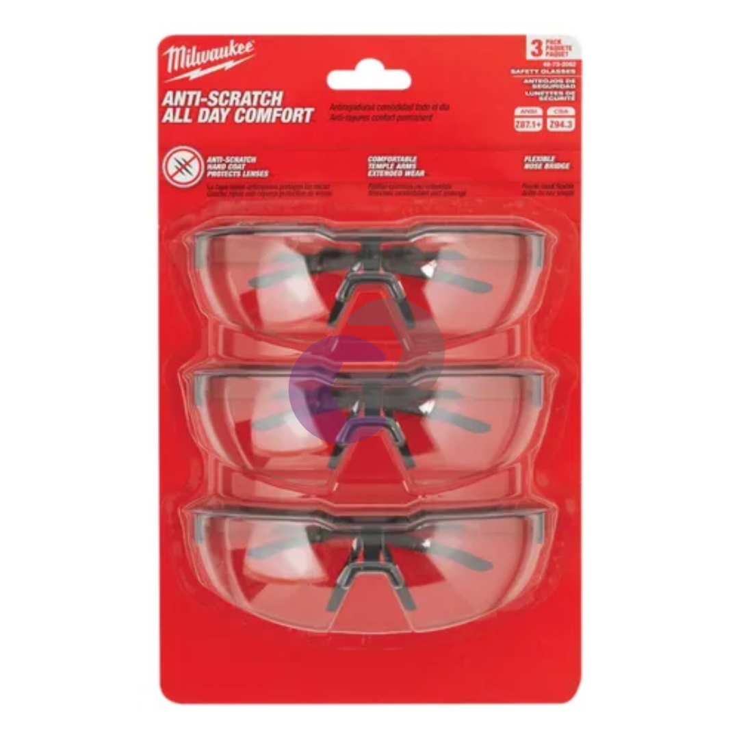 PACK DE 3 LENTES DE SEGURIDAD ANTI RAYADURAS CLARAS 48-73-2052