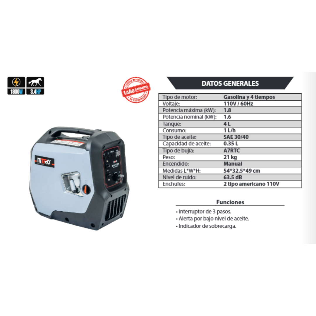 Generador Nitro NIT-GYC2000 (Inverter - 2000W)