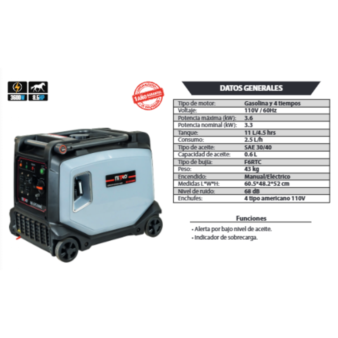 Generador Nitro NIT-GYC4000E (Inverter - 4000W)