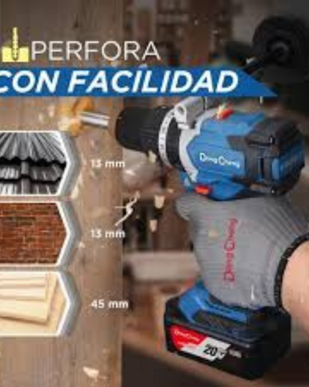 ROTOMARTILLO/ATORNILLADOR INALAMBRICO SIN CARBONES 20V MAX/4.0Ahx2 1/2" 2000 RPM 32000 IPM