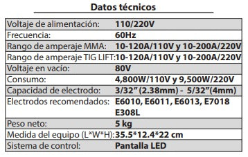 SOLDADORA INVERTER MMA AXT-207LCD